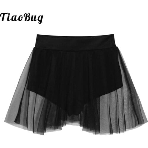 Adult Girls Chiffon Ballet Dance Tulle Skirt Ballerian Gymnastics Practice Skirt Dancewear
