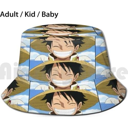 Luffy Smile Bucket Hat Adult kid baby Beach Sun Hats One Piece Zooro Luffy