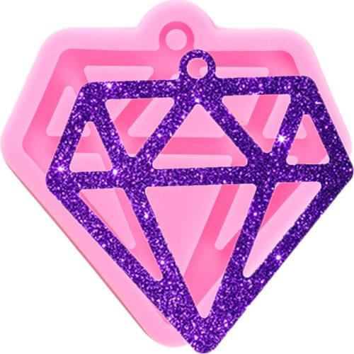 Shiny Glossy Diamond Keychain Silicone Mold DIY Craft Pendant Jewelry Epoxy Resin Molds Chocolate Fondant Cake Decorating Tools