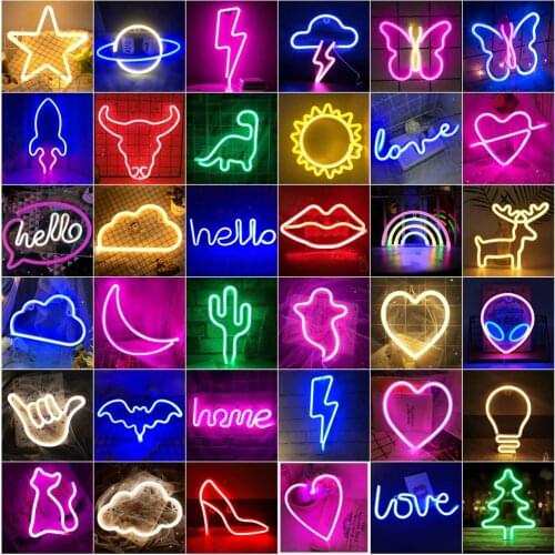 LED Neon Night Light Art Sign Wall Room Home Party Bar Cabaret Wedding Decoration Christmas Gift Wall Hanging Neon Sign