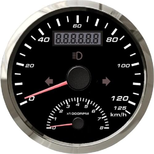 DN85mm GPS Speedometer 125km/h With Tachometer 0-8000RPM Left Right High Beam Over Speed Buzzer Alarm Odometer With GPS Antenna