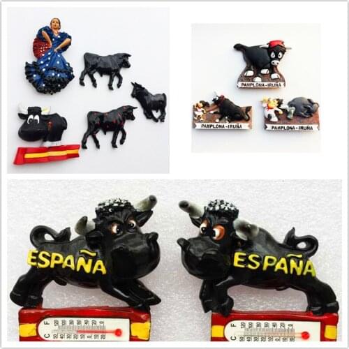 Spain Bull-Fight Arts Fridge Magnets Tourist Souvenir Decoration Articles Handicraft Magnetic Refrigerator Collection Gifts