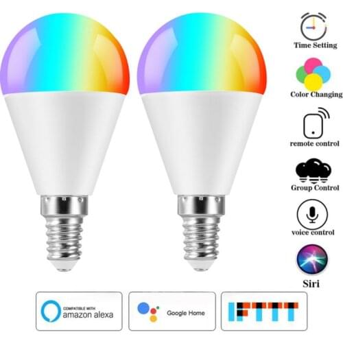 Tuya Smart Light Lamp Wifi Bulb Voice Control RGB Energy Saving Dimming LED Bulb Multicolor Smart Light Bulbs E14 E26 E27 B22