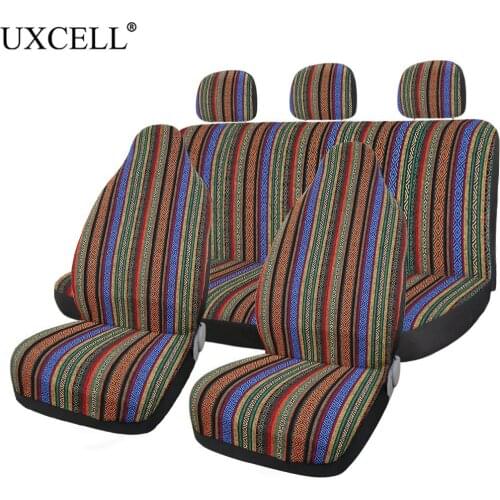 Uxcell 7pcs Universal Multi-color Baja Blanket Ethnic Style Durable Bucket Seat Cover for Car Auto Automotive Protector