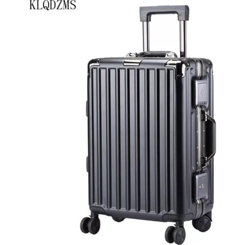 KLQDZMS 20/24Inch High Quality Aluminum Frame Travel Suitcase Men Business Rolling Luggage Spinner Women Trolley Bags On Wh