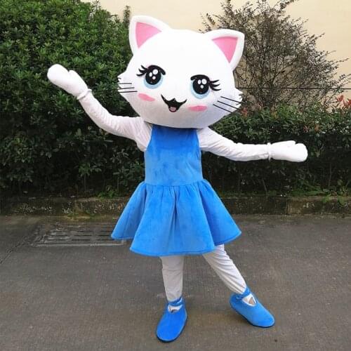 Adult Cat Girl Mascot Costume Christmas Cats Fancy Dress Halloween Christmas Mascot Costume