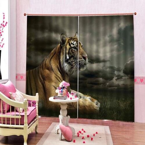 Animal Tiger 3D Window Curtain Luxury Blackout living room kids Bedroom Indoor Decor Curtains Cortina Drapes Custom size