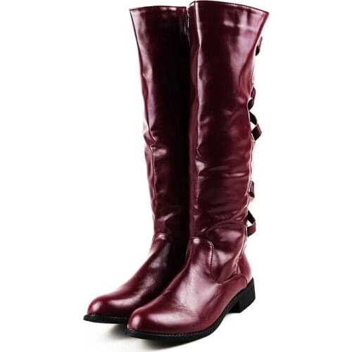 Woman Boots Low Heel Woman Shoes Rubber Boots Female Platform Winter Spring Woman Lace Up Shoes Knee High Lady Footwear