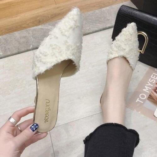 High-heeled slippers female spring and autumn wear 2021 new Korean fashion pointed stiletto and Baotou fairy style