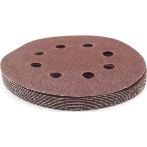 Freeshipping 10pcs 5" 6“ 8-hole red sand paper polishing pad self-adhesive loop backing polishing disc for angle grinder