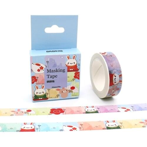 15mm*10m Box Package Kawaii Rabbit Washi Tape Masking Tape Decorative Scrapbooking Office Adhesive DIY Sticker Label Tape