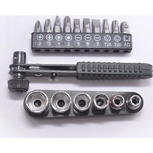 17 in 1 Ratchet Handle Wrench 1/4 screwdriver rod Quick And Easy Socket Wrench