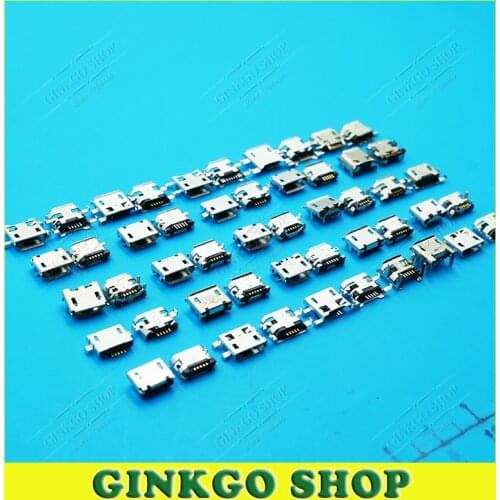 25Models 100pcs/lot Micro USB Jack 5p 5pin USB Charging Socket Connector for Samsung HTC Lenovo ZTE Mobile Phone Tablet pc mid