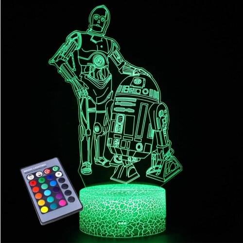 Vogliovoi 3D Night Lights Acrylic Series Cartoons Moon War 16Colors Crack ABS Base For Kids Child Bedroom Decor