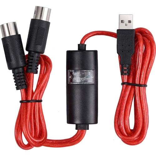 5-Pin Midi To USB In-Out Cable Adapter Converter For Windows Mac Ios Laptop To Music Piano Keyboard