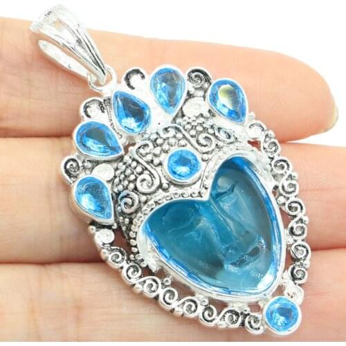 50x31mm SheCrown Moon White Goddess Face Created Purple Amethyst Womans Sliver Pendant