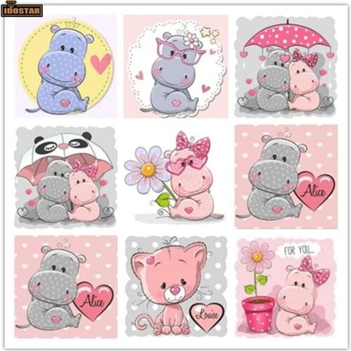 Diamond painting full square diamond cartoon hippo 5D diamond embroidery cross stitch component set rhinestone childrens gift