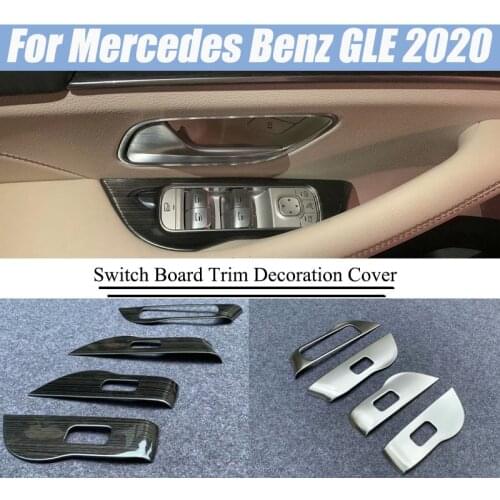 Car stainless steel Window Lifter Switch Board Trim Decoration Cover Car Styling Accessories For Mercedes Benz GLE 2020