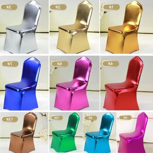 Bronzing Gold Printed Chair Cover Stretch Spandex Wedding Chair Covers Universal For Restaurant Banquet Hotel Dining Party 1PC