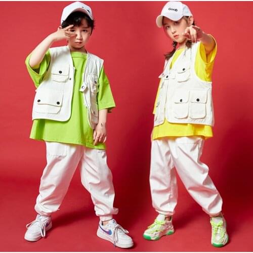 Kid Hip Hop Show Clothing Oversized T Shirt Jacket Tops Streetwear Cargo Pants For Girl Boy Concert Dance Costume Clothes