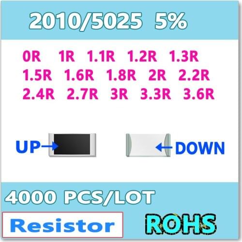 JASNPROSMA 2010 J 5% 4000PCS 0R 1R 1.1R 1.2R 1.3R 1.5R 1.6R 1.8R 2R 2.2R 2.4R 2.7R 3R 3.3R 3.6R High quality smd 5025 resistor O