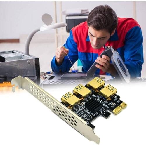 Gold PCIE PCI-E Riser Card 1 To 4 USB 3.0 Multiplier Hub Graphics Expansion Card Express Adapter For Bitcoin ETH Mining Miner