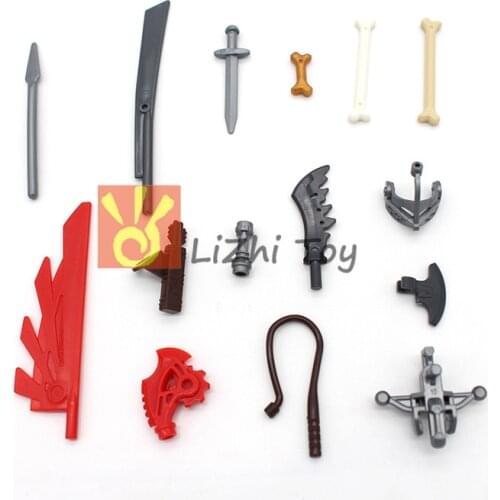 Moc Weapon DIY Building Enlighten Block Bricks Compatible with Assembles Particles Knife Sword Spear Axe Bone