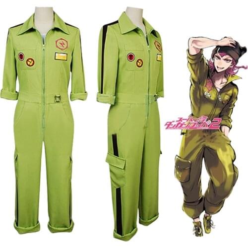 Super DanganRonpa Kazuichi Souda Cosplay Costume Overalls Full Set Outfit Rompers For Men Women Jumpsuit Wig Cos Halloween