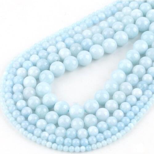 Wholesale Natural Blue Cloud Jades Chalcedony Round Loose Beads 15"Strand 6 8 10 12mm For Jewelry Making DIY Bracelet Necklace