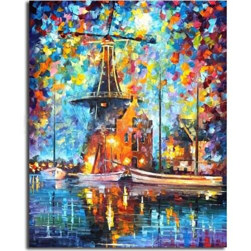 A Mill Near Amsterdam HD Canvas Painting Print Bedroom Home Decor Modern Wall Art Oil Painting Poster Salon Picture Framework