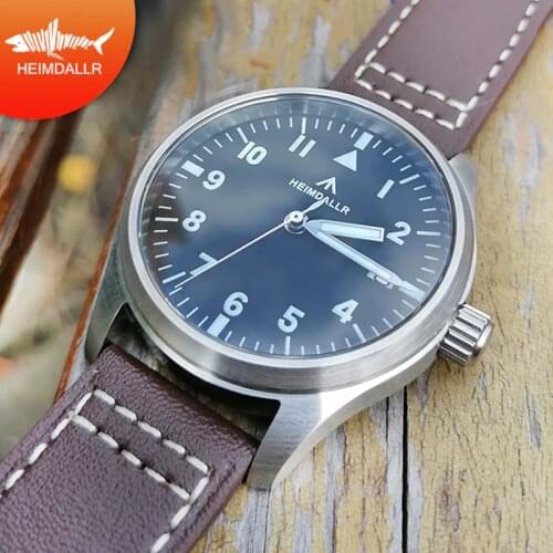 HEIMDALLR Mens Pilot Watch 39mm Black Dial Sapphire Glass Luminous 150m Diver Watches NH35A Automatic Movement Watch