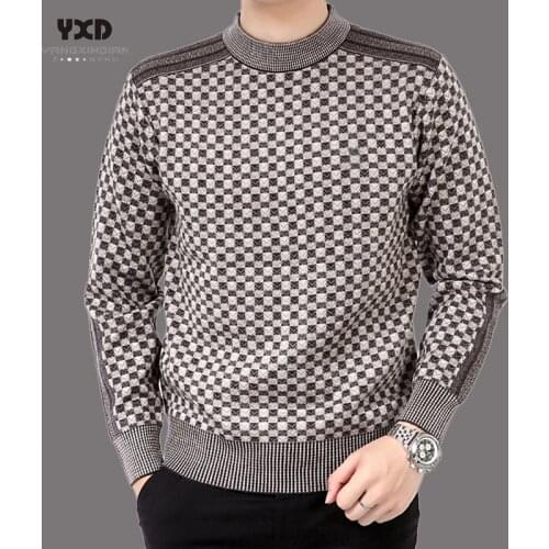 Man clothes Autumn casual Mans Sweater Pullover Mens Sweaters Jumper Men Thick Warm wool splice slim Fit Knitted Pullovers Male