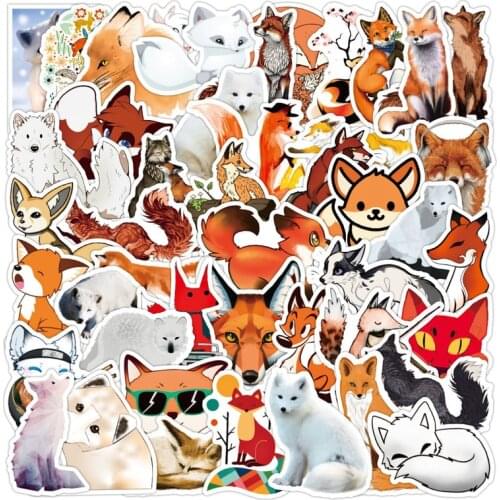 10/50pcs Cartoon Cute Fox Vulpes Graffiti Stickers DIY Laptop Luggage Refrigerator PVC Kids Stickers Toys