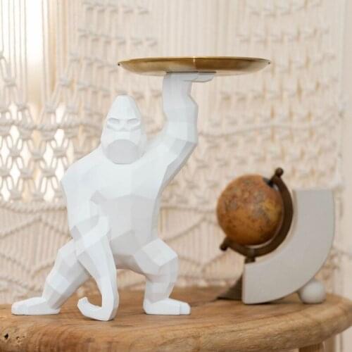 New Resin Modern Light Luxury Creative Home Furnishing Decoration King Kong Gorilla Decoration Storage Tray Animal Decoration