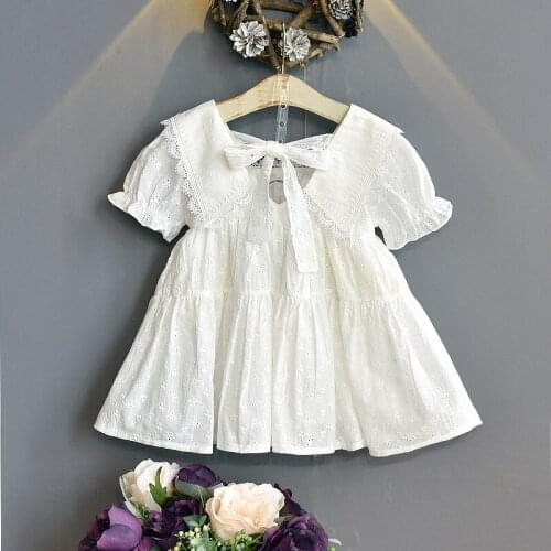 Girls clothes 2021 Summer Dresses Girls White Dress Kids Lace Floral Dresses Cotton Dress Children Clothing Lace Floral Dresses