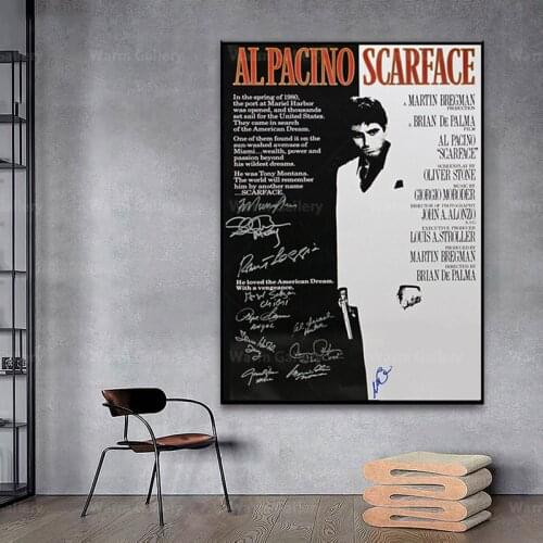 Signature Movie Scarface Painting Poster Print Decorative Wall Pictures For Living Room No Frame Home Decoration Accessories