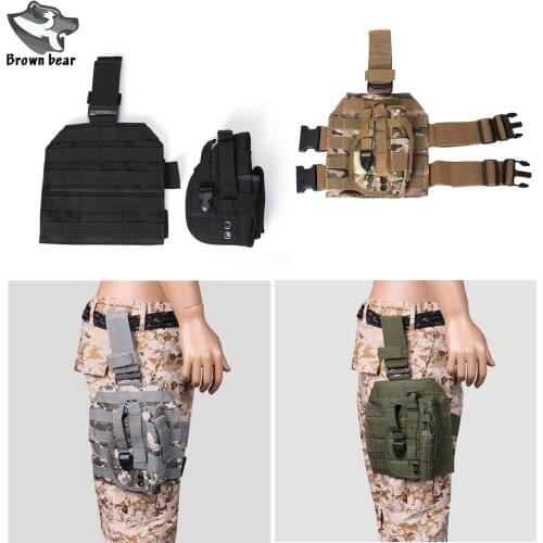 PB 075 Nylon Universal Tactical Hunting Accessories Gun Holder Drop Leg Panel w/Pistol Holster Molle Bag
