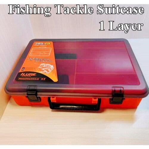 1 Layer Plastic Fishing Tackle Suitcase Work-box Tools Carrying Case Hooks/Baits/Lures Storage Bin Fishing Accessory Organizer