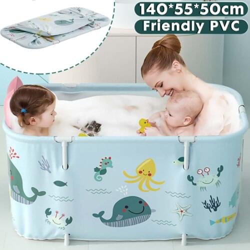 1.4m Portable Bathtub Double Non-Inflatable Bath Tub Household Foldable Large Full Body Bath Barrel With Frame For Adults Baby