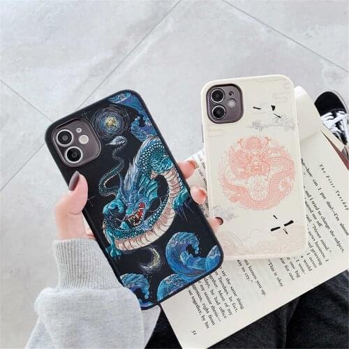 3D luxury animal dragon totem relief Lens soft phone case For iPhone 12 Pro Max 12 MiNi 11 Pro MAX X XS max XR 7 8 plus Cover