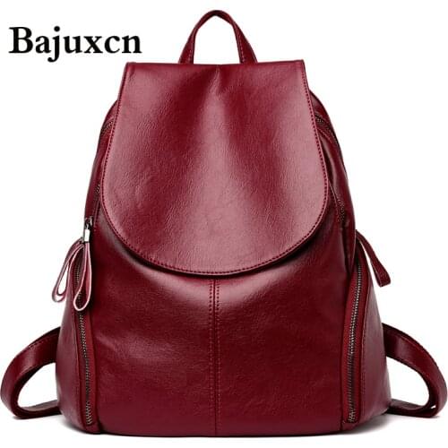 Brand Women Soft Leather Backpacks Vintage Female Shoulder Bags Casual Travel Ladies Bagpack Mochilas School Bags Sac a Dos