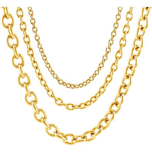 Silver Color/Gold Stainless Steel Chain For Jewelry Making 4/6/8mm Rolo Chain Necklace By The Meter Link Chain No Clasp