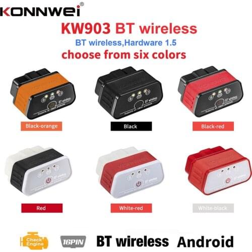 OBD2 Code Scanner KONNWEI KW903 ELM327 V1.5 Bluetooth PIC18F25K80 OBD 2 Diagnostic Tool ELM 327 Auto Scanne