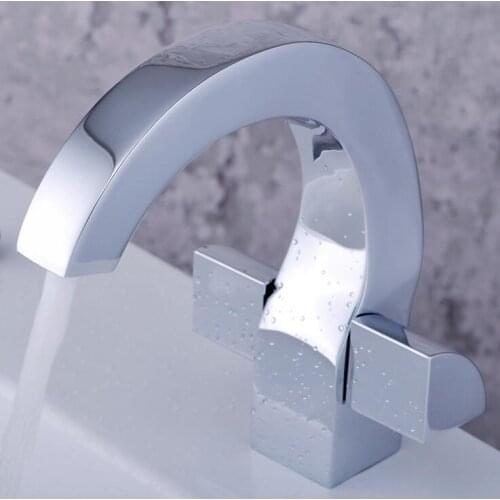 Bathroom sink basin faucet mixer water tap, Toilet wash basin faucet hot and cold, Brass single hole basin faucet chrome plated