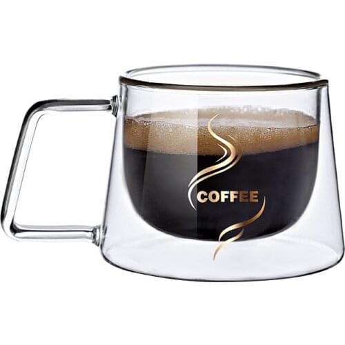 1pc Top Quality Borosilicate Glass Coffee Cup Handblown Coffee Mug Heat-resistant Double Glazing Glass 200ml