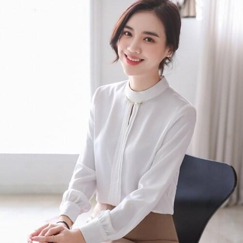 Shirt female design sense niche 2021 new tops spring and autumn chiffon silk long-sleeved trendy white shirt women