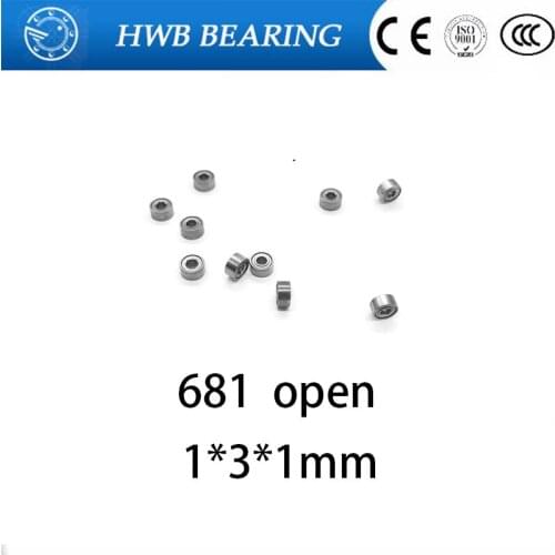 10pcs 681 681 open deep groove ball bearing 1x3x1mm miniature bearing 1*3*1mm full complement