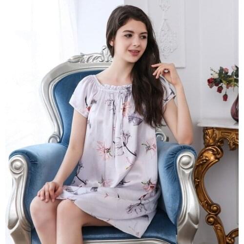 100% Silk Pajamas Spring and Summer Short-sleeved Dress Silk Women Sleepwear Sailor Moon Elegant Oungewear Women Pajamas