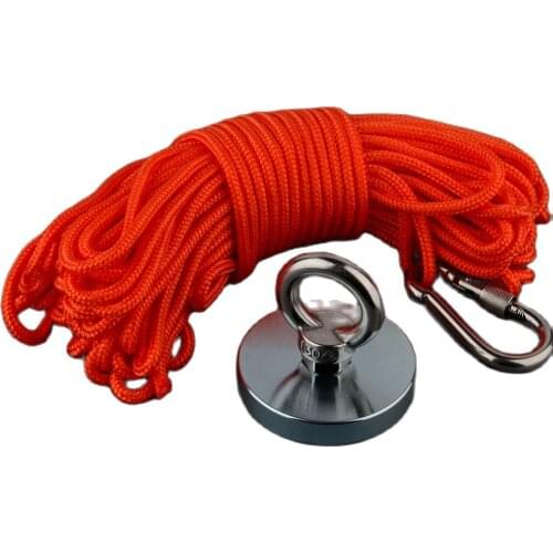 200Kg Design Magnet Neodymium Permanent N52 Magnet Power Fishing Magnet Strong Magnetic Material Base with 10m Rope