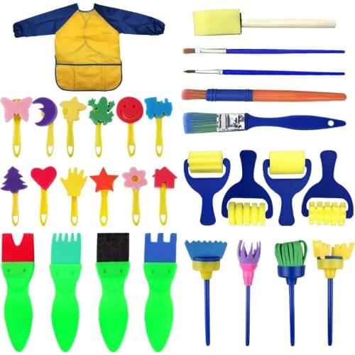 30 pcs/Set Kindergarten Brush Sponge Seal Tool Art Supplies Early Childhood Education Painting Stationery Set Art Supplies